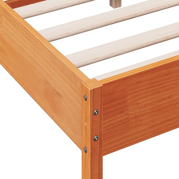 vidaXL Massivholzbett ohne Matratze Wachsbraun 140x200 cm Kiefernholz 842753 Bild 7