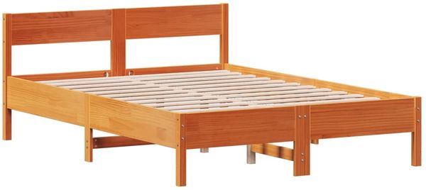 vidaXL Massivholzbett ohne Matratze Wachsbraun 140x200 cm Kiefernholz 842753 Bild 3