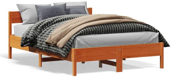 vidaXL Massivholzbett ohne Matratze Wachsbraun 140x200 cm Kiefernholz 842753 Bild 2