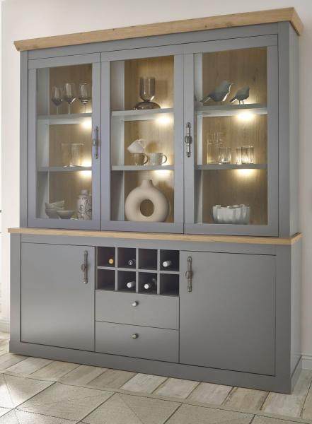 Buffetschrank Rideau in grau und Eiche Artisan 183 x 206 cm