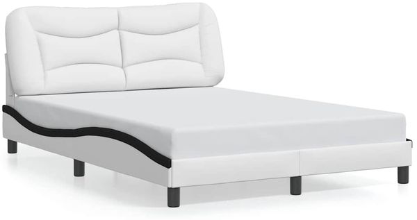 Einzelbettgestell Design für Erwachsene ohne Matratze Weiß und Schwarz 120x200 cm Kunstleder d5153e