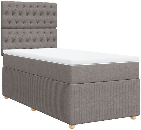 vidaXL Boxspringbett mit Matratze Taupe 90x190 cm Stoff 3294222 Bild 3