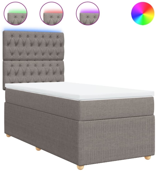 vidaXL Boxspringbett mit Matratze Taupe 90x190 cm Stoff 3294222