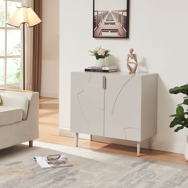 Sideboard Starvili mit 2 Türen 75x76x38 cm Beige [en. casa]