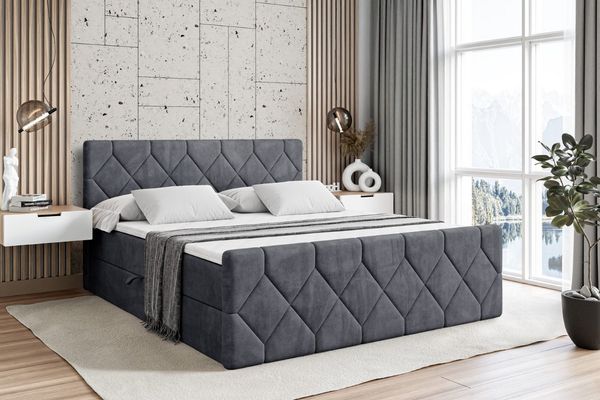 ALTDECOR Boxbett CATOR-Z (Multipocket-Matratze H4, H3 Matratze Bonellfederung, Topper, Kopfteil), Doppelbett mit Fußteil