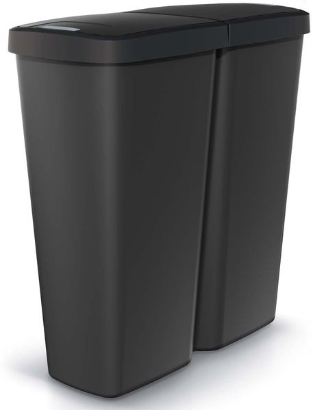 KEDEN® Mülleimer Küche 50L 2 Fächer mit Deckel Schwarz