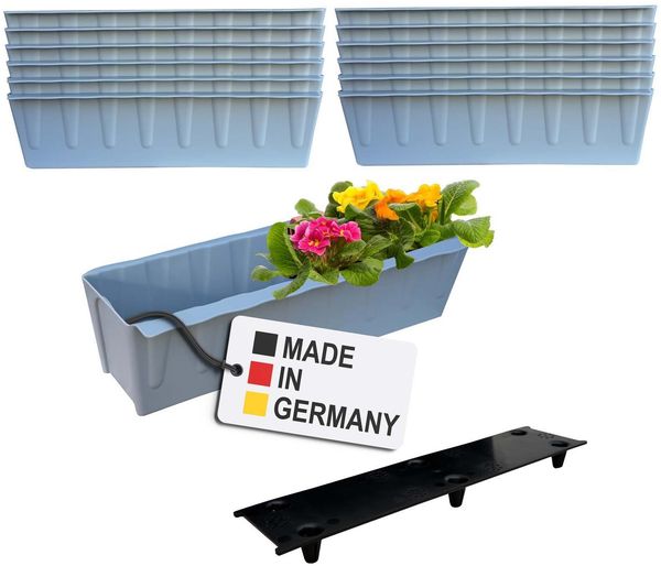 BURI 10 Euro-Paletten Blumenkästen-Einsätze inkl. Bewässerungsmatte | 37,3cm Grau | Pflanzkasten für Europalette Palette | Balkonkasten | Blumentopf | aus stabilen Kunststoff | Made in Germany Bild 2