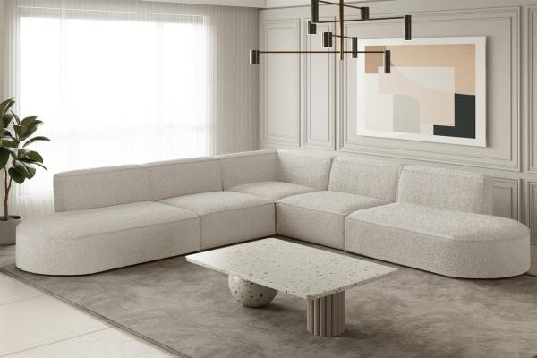 Ecksofa Designersofa PALMA in Stoff Ascot Beige Universal