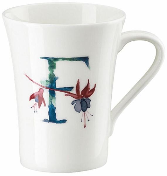 Hutschenreuther Flower Alphabet Becher mit Henkel - F, Bone China, Fuchsia, 400 ml, 02048-727385-15505