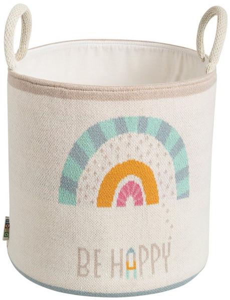 howa Aufbewahrungskorb be happy, Spielzeugkorb Kinderzimmer beige, Baumwolle, Strick, Ø 26cm, H 28cm