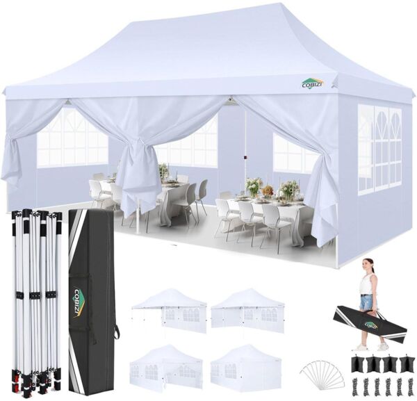 COBIZI Faltpavillon 3x6m Wasserdicht Stabil Partyzelt 6 Seitenwände