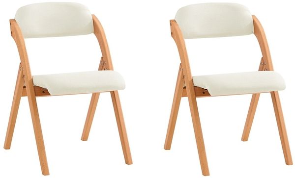 SoBuy FST92-WX2 2 Klappstühle, Massivholz, Lackiert, Weiß, 59 x 76,99 x 47,5 cm