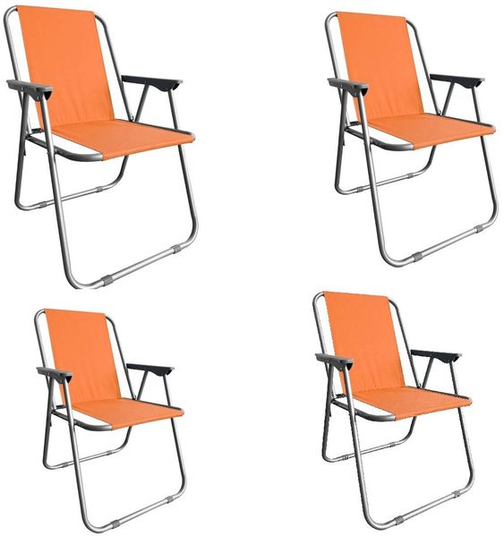Campingstuhl Anglersessel Gartenstuhl Sessel mit Armlehne orange 4er Set