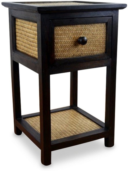 livasia Nachtschrank Rattan Nachttisch 35x35x55cm – Handgefertigt mit Schublade