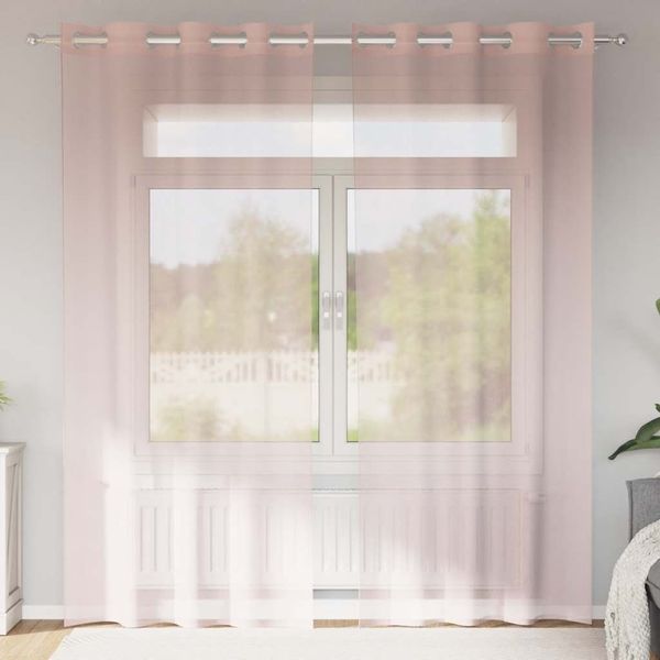 vidaXL Voile Vorhänge mit Ösen 2 Stk. Hellrosa 140x245 cm 4102086