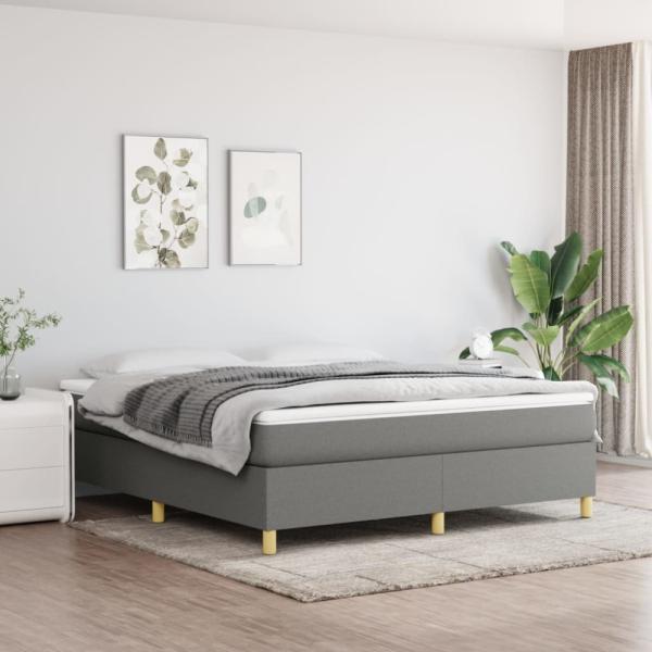 vidaXL Boxspringbett mit Matratze Dunkelgrau 180x200 cm Stoff 3144539