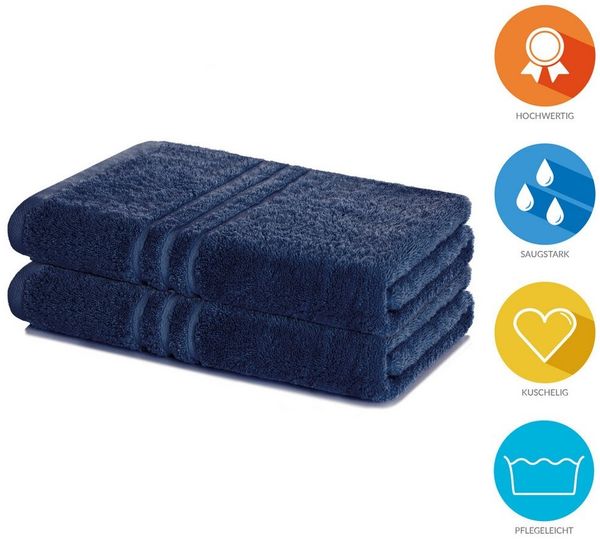 2er Set Duschtuch 70x140 cm, Frottierserie Elena, Navy Bild 2