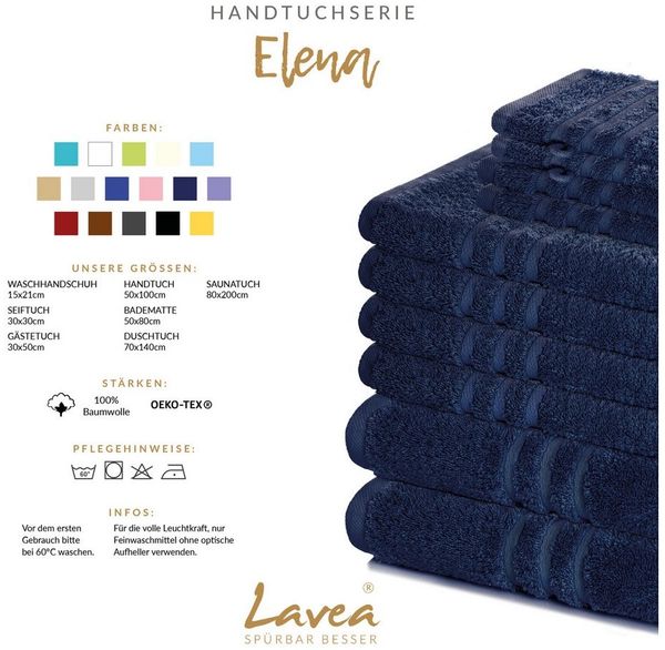 2er Set Duschtuch 70x140 cm, Frottierserie Elena, Navy Bild 3
