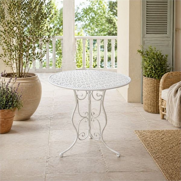 HTI-Line Gartentisch Gartentisch Lani Weiß (Stück, 1-St, 1 Gartentisch), Metalltisch nostalgisch Ø 60 cm Weiß