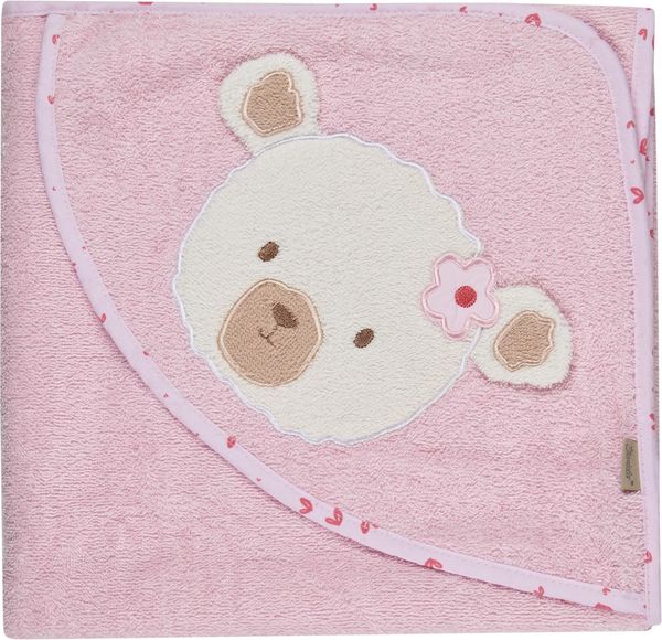 Sterntaler Kapuzenbadetuch Bär Betty, Baby-Badetuch mit Kapuze, saugfähige Baumwolle, süße 3D-Ohren, weich und pflegeleicht, 100×100×0,5 cm, rosa