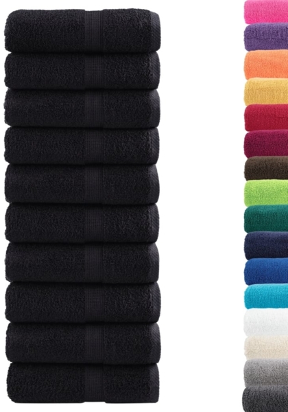 vidaXL Premium Waschhandtücher SOLUND 10 Stück Schwarz 30x30 cm 600 g/m² 137421