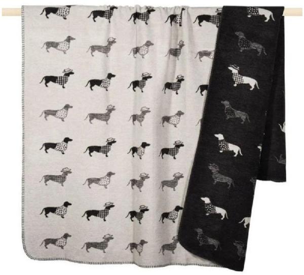 PAD Decke Dackel Hund Grau (150x200cm) 10105-U25-1520