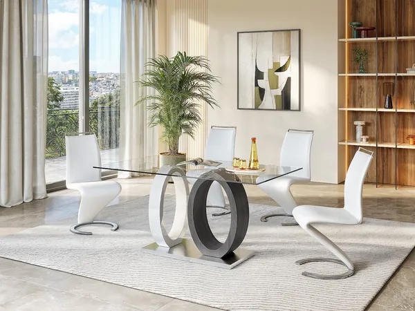 Vente-unique - TWIZY Stuhl Kunstleder Weiß - B 49 cm x H 100 cm x L 61 cm