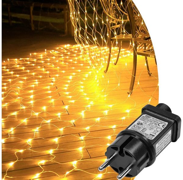 MUPOO LED-Lichternetz Ramadan Deko LED Netz Lichterkette Außen mit Fernbedienung Timer, 200-flammig