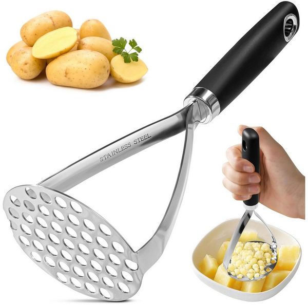 SURFOU Kartoffelstampfer Kartoffelstampfer Edelstahl - Stampfer Kartoffelpresse Mit Soft-Griff (1 St), Edelstahl, Hochbelastbar & Lebensmittelecht, Spülmaschinengeeignet Rutschfester