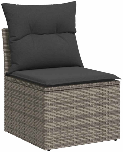 vidaXL 8-tlg. Garten-Sofagarnitur mit Kissen Grau Poly Rattan Akazie 3327984 Bild 4