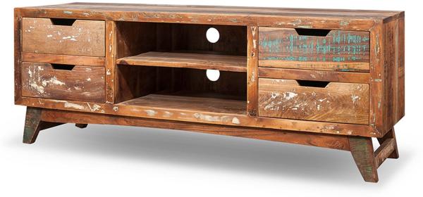 TV Lowboard Malm aus recyceltem Massivholz 150x55 cm Bunt