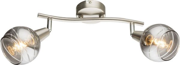 TRANGO LED Deckenleuchte, 2-flammig 1010-28SD Deckenstrahler WOW inkl. 2x 3-Stufen dimmbar LED Leuchtmittel 3000K warmweiß I Deckenlampe in Edelstahl-Optik mit Design rauchigen Glaslampenschirmen, Deckenstrahler, Wohnzimmer Lampe, Spots schwenkbar