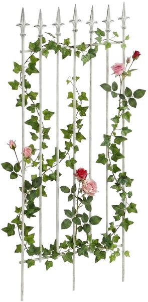 CLP Rankgitter Elisa 100 x 50 cm aus lackiertem Eisen im Jugendstil für Garten,antik weiß