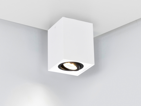 LED Deckenstrahler eckig Weiß-Schwarz, Breite 9,6cm