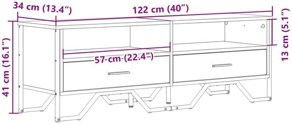 vidaXL TV-Schrank Räuchereiche 122x34x41 cm Holzwerkstoff 848581 Bild 10