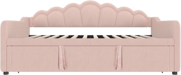 Schlafsofa mit LED-Beleuchtung und Lattenrost, Liegefläche von 90 auf 180 cm erweiterbar, Polsterbett, Samt, rosa Bild 9