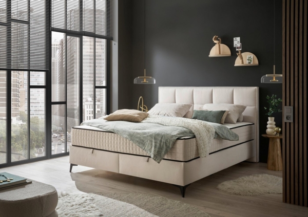 Boxspringbett Monroe A Cream |Bettkasten|Duo-Matratze (Härtegrad H3/H4) von ED Exciting Design – Erhältlich in 180x200 cm