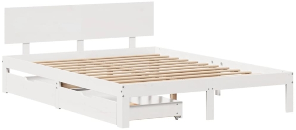 vidaXL Massivholzbett mit Schubladen Weiß 120x200 cm Kiefer 3301983 Bild 2