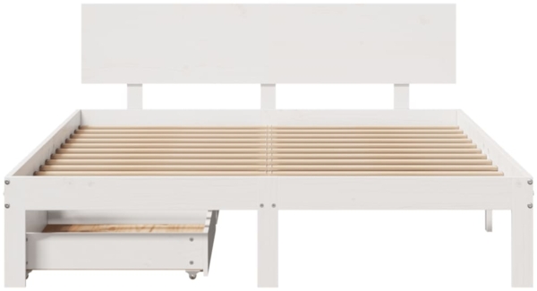 vidaXL Massivholzbett mit Schubladen Weiß 120x200 cm Kiefer 3301983 Bild 3