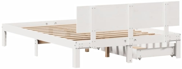 vidaXL Massivholzbett mit Schubladen Weiß 120x200 cm Kiefer 3301983 Bild 5