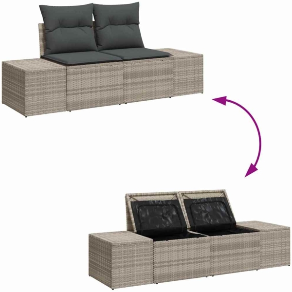 vidaXL Garten-Sofa-Set mit Kissen 8 pcs Hellgrau Poly Rattan 3360763 Bild 9