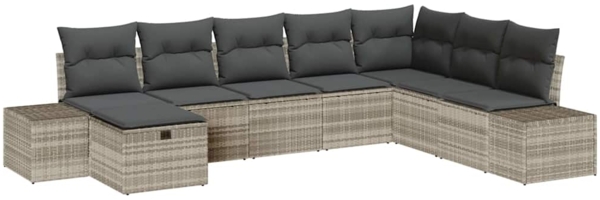 vidaXL Garten-Sofa-Set mit Kissen 8 pcs Hellgrau Poly Rattan 3360763 Bild 1