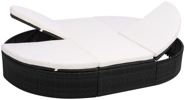 vidaXL Outdoor-Loungebett mit Kissen Poly Rattan Schwarz 42940