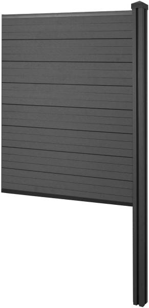 WPC-Sichtschutz Sarthe, Zaun Windschutz, WPC-Pfosten zum Einbetonieren ~ Erweiterungselement schmal, 98cm anthrazit