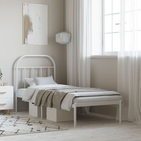 vidaXL Metallbett ohne Matratze mit Kopfteil Weiß 75x190 cm 353674