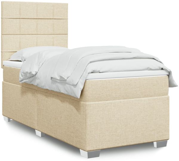 vidaXL Boxspringbett mit Matratze Creme 90x190 cm Stoff 3292648