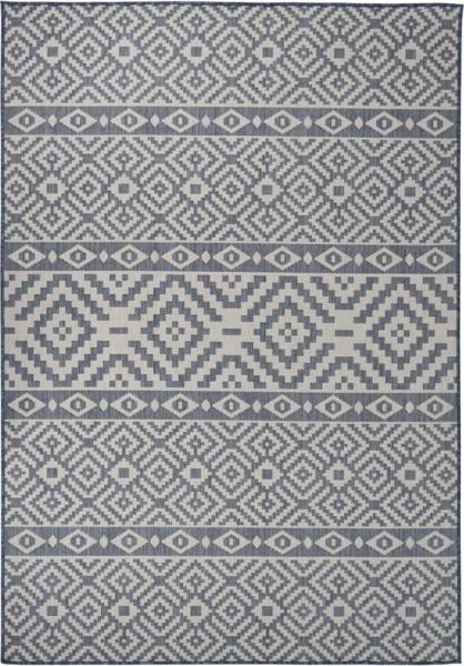 vidaXL Outdoor-Teppich Flachgewebe 160x230 cm Blau Gestreift 340839