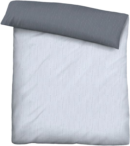 biberna 0636047 Mako-Satin Bettwäsche PUNKTE - MIX & MATCH, blau, 1x 155x200 cm + 1x 80x80 cm