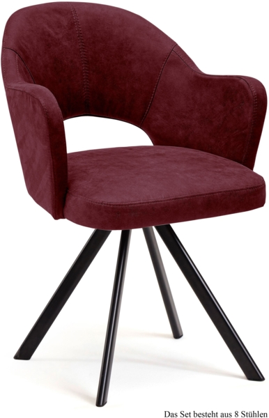 Armlehnstuhl (8er-Set) Debor 59x87x61 Schwarz/Marsala