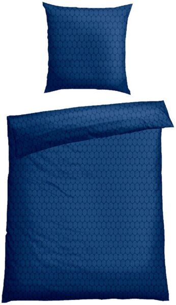 Schiesser Feinbiber Bettwäsche Set Drops aus weicher, wärmender Baumwolle, Farbe:Dunkelblau, Größe:155x220 cm